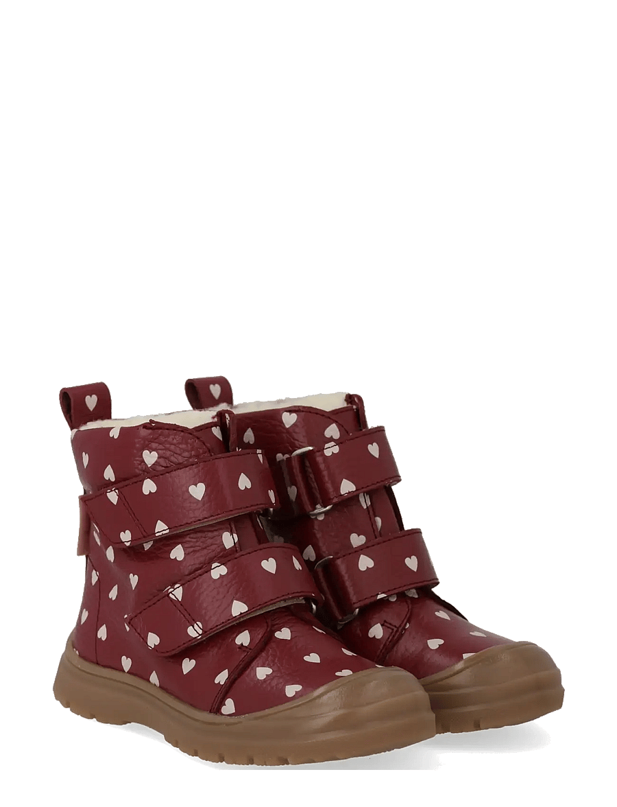 ANGULUS - Boots - flat - with velcro - vinterstövlar - 3951 berry rose hearts - 0