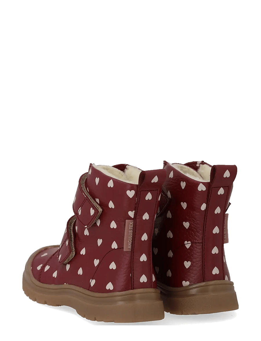 ANGULUS - Boots - flat - with velcro - vinterstövlar - 3951 berry rose hearts - 2