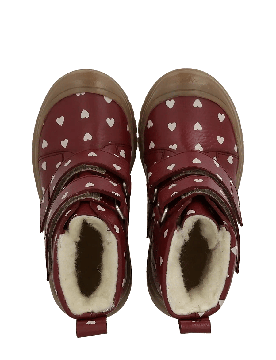ANGULUS - Boots - flat - with velcro - vinterstövlar - 3951 berry rose hearts - 3