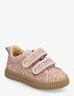 Shoes - flat - with velcro - 2750/2731 ROSE GLITTER/PALE RO