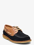 Shoes - flat - with lace - 2215/1789 NAVY/COGNAC
