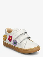 Shoes - flat - with velcro - 1493/A001 OFF WHITE/FLOWERS