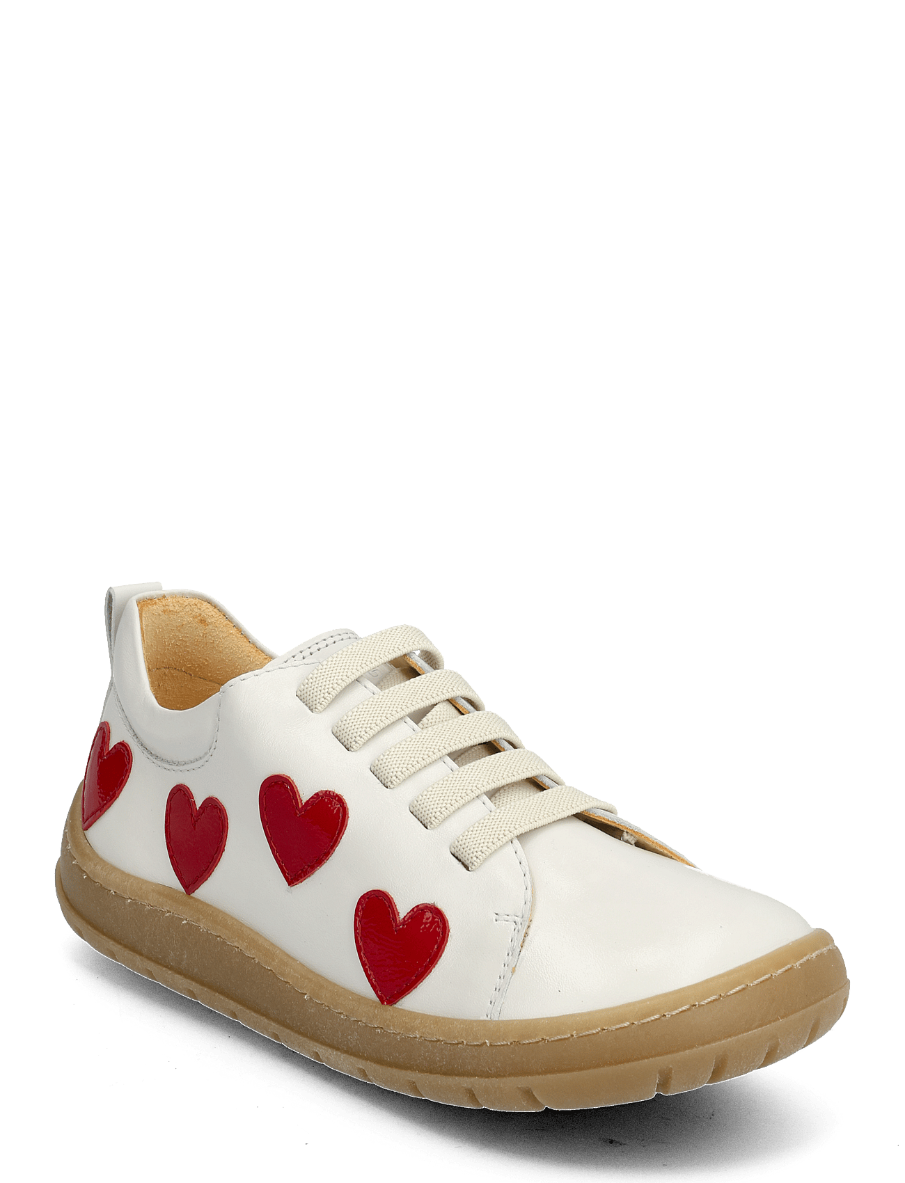 Shoes - flat - with lace - 1493/A004 OFF WHITE/HEARTS