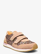 Shoes - flat - with velcro - 1149/2488 SAND/MULTI GLITTER