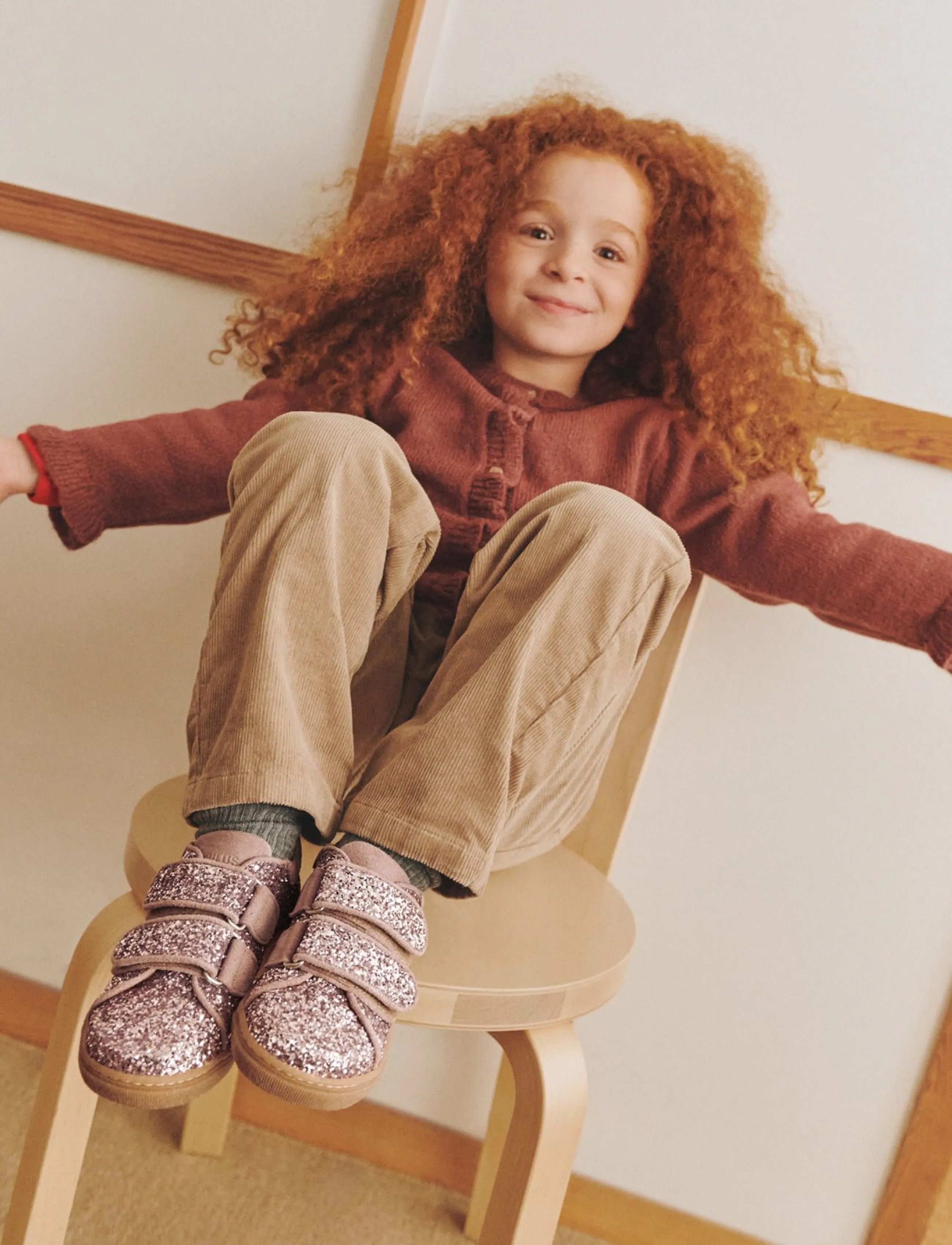 ANGULUS Shoes Flat With Velcro, Kinder, Glitzer Klettverschluss Flache Schuhe, Rosa, Gr.31