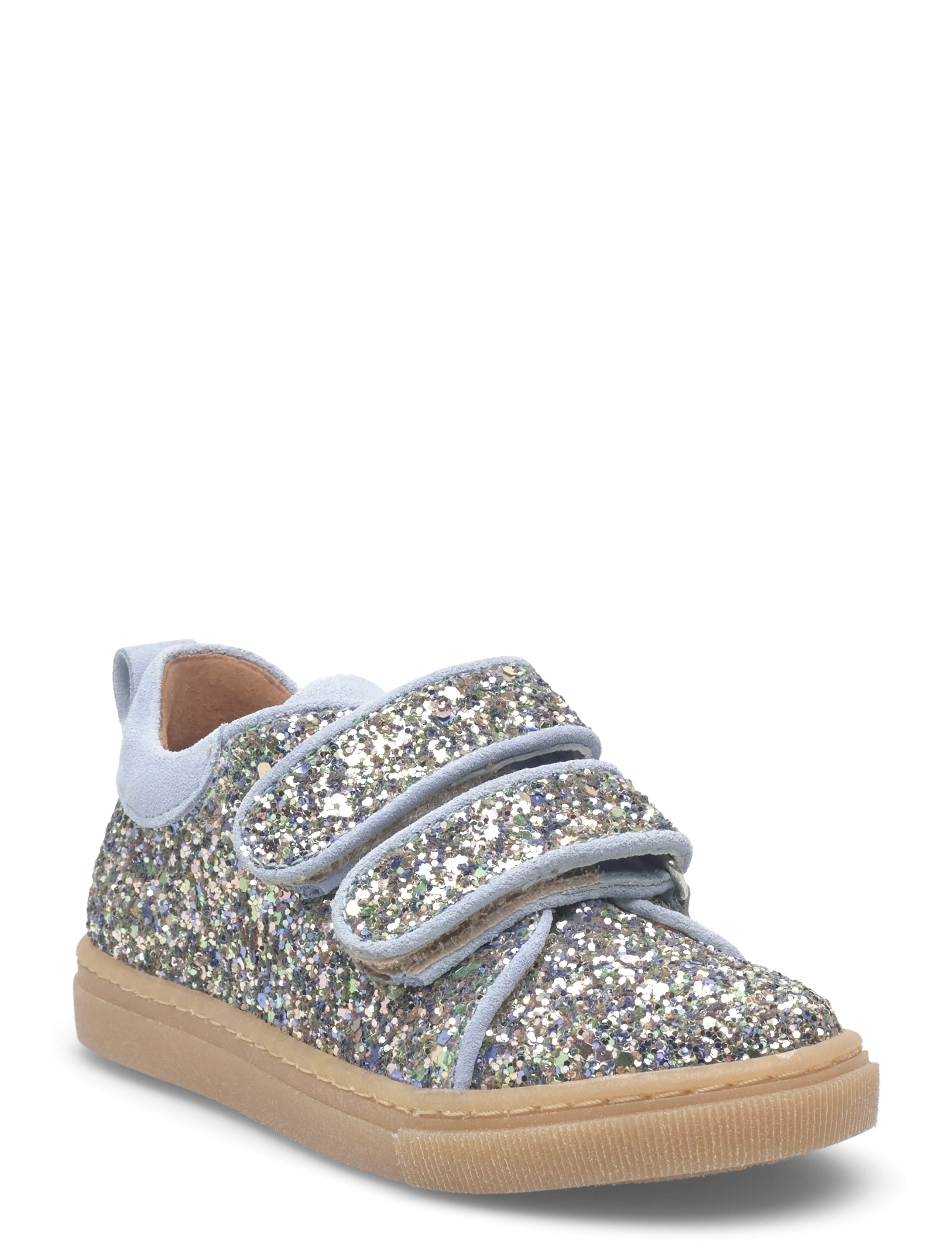 ANGULUS Shoes - flat - with velcro - Kingad - 3619/4610 SPRING MULTI GLITTER / silver