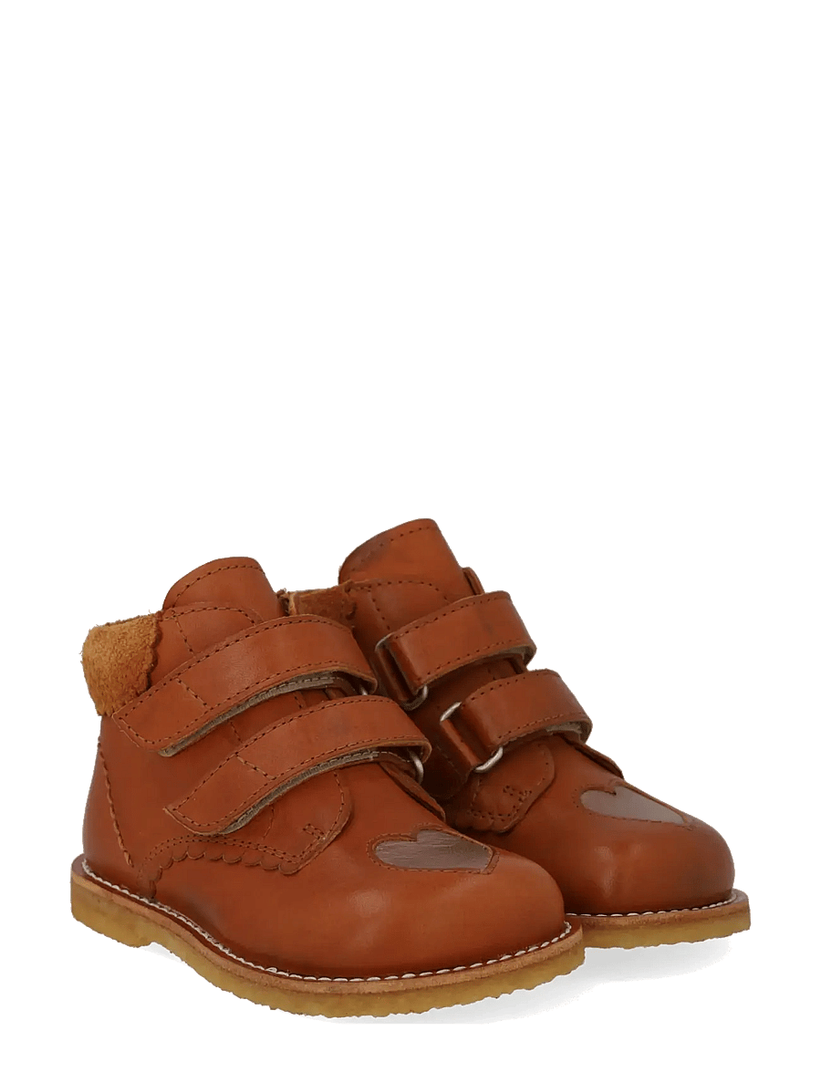 ANGULUS - Booties - flat - with velcro - sko - 1545/3905/2219 cognac/faded ro - 0