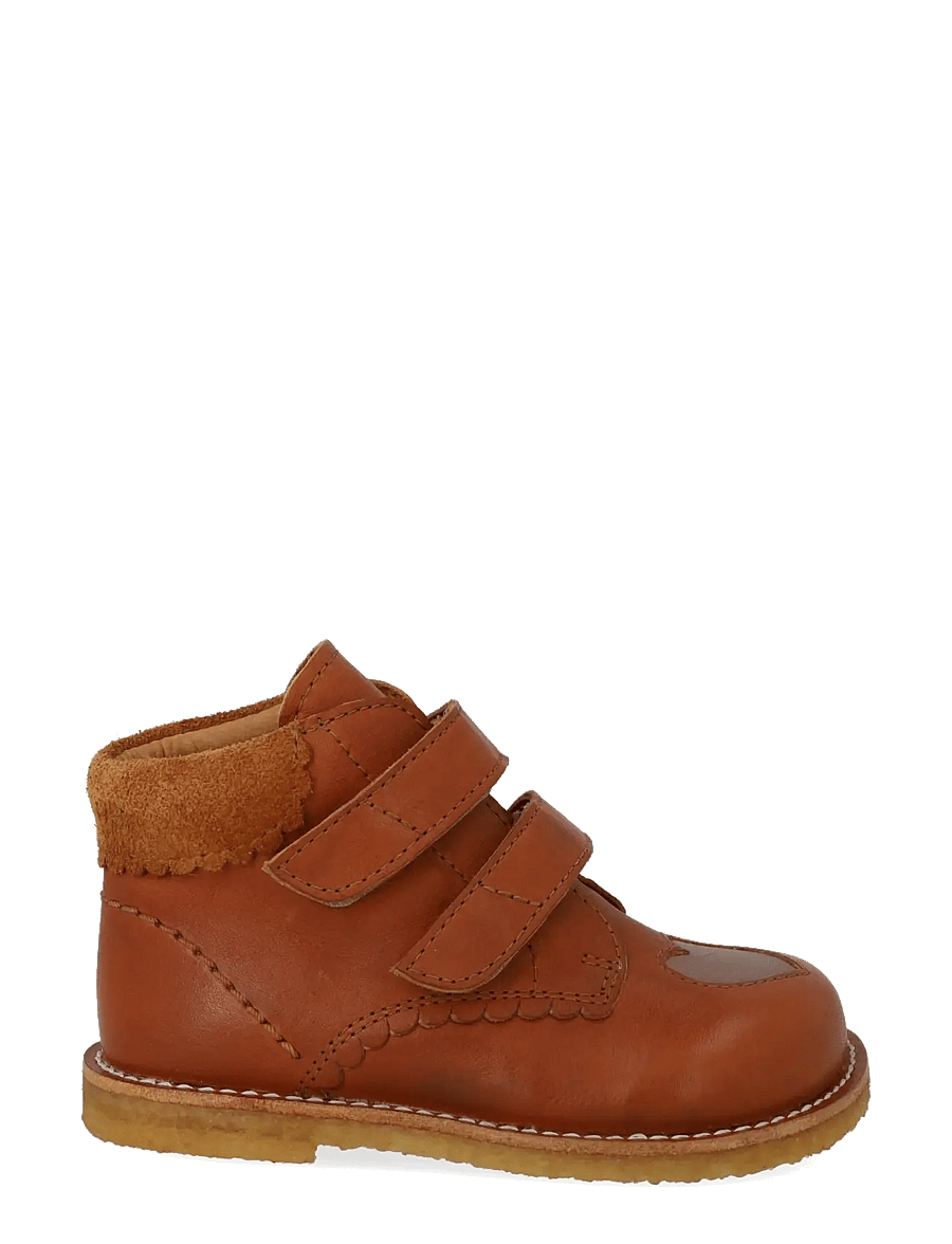 ANGULUS - Booties - flat - with velcro - sko - 1545/3905/2219 cognac/faded ro - 1