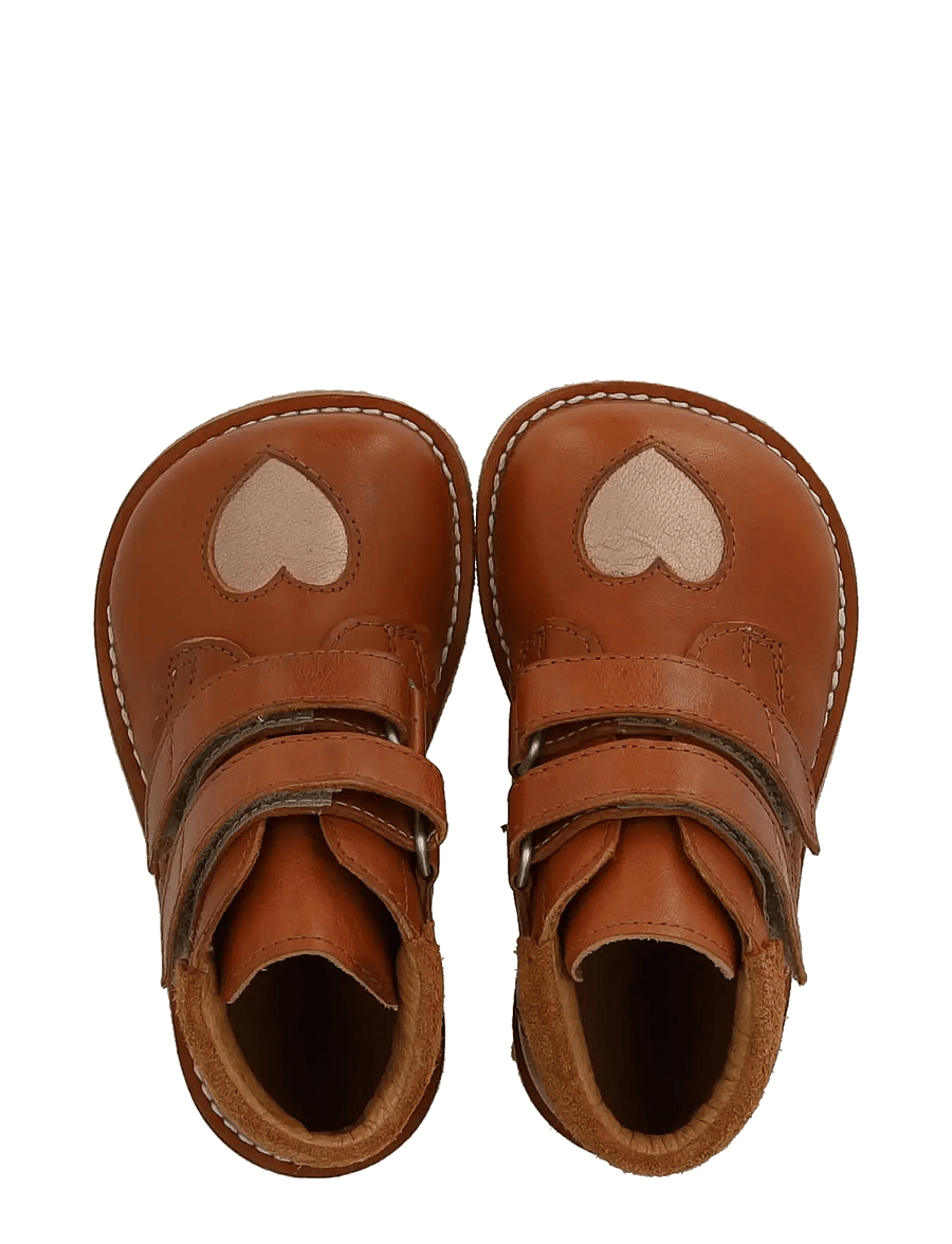 ANGULUS - Booties - flat - with velcro - sko - 1545/3905/2219 cognac/faded ro - 3