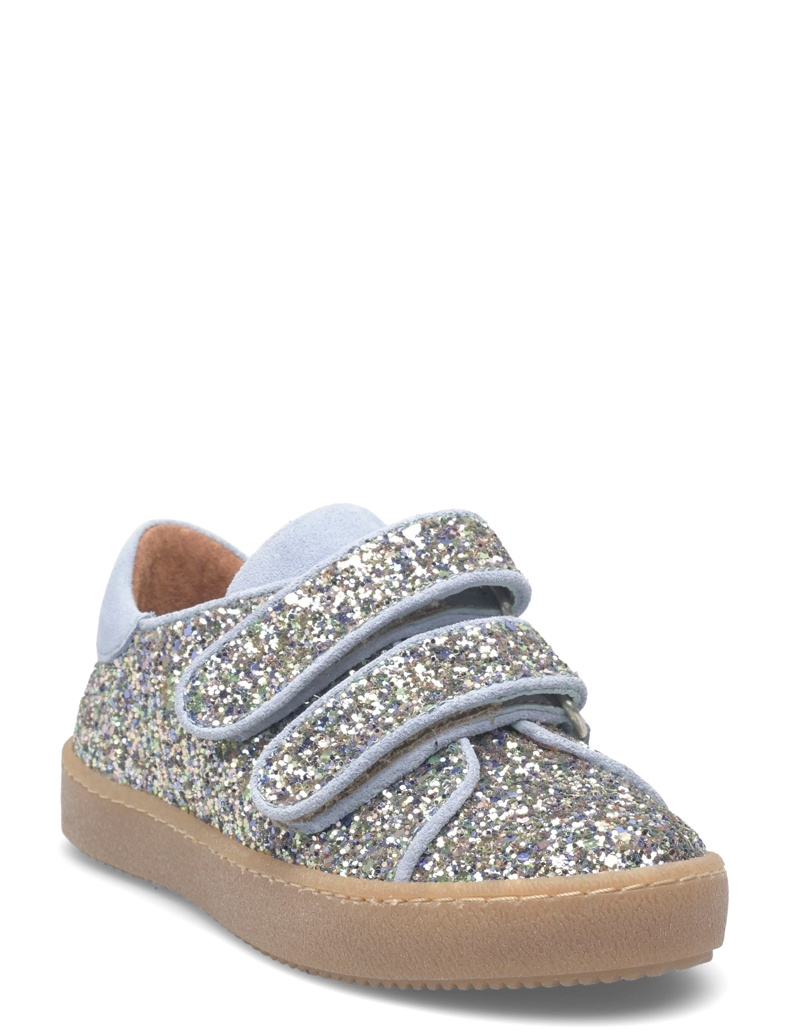 ANGULUS Shoes Flat With Velcro, Børn, Glitter Flade Sko Med Velcro, Sølv, Str: 33