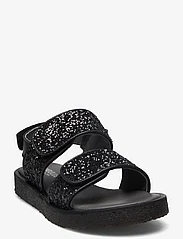 ANGULUS - Sandals - flat - open toe - op - letnie okazje - 1604/2486 black/black glitter - 0
