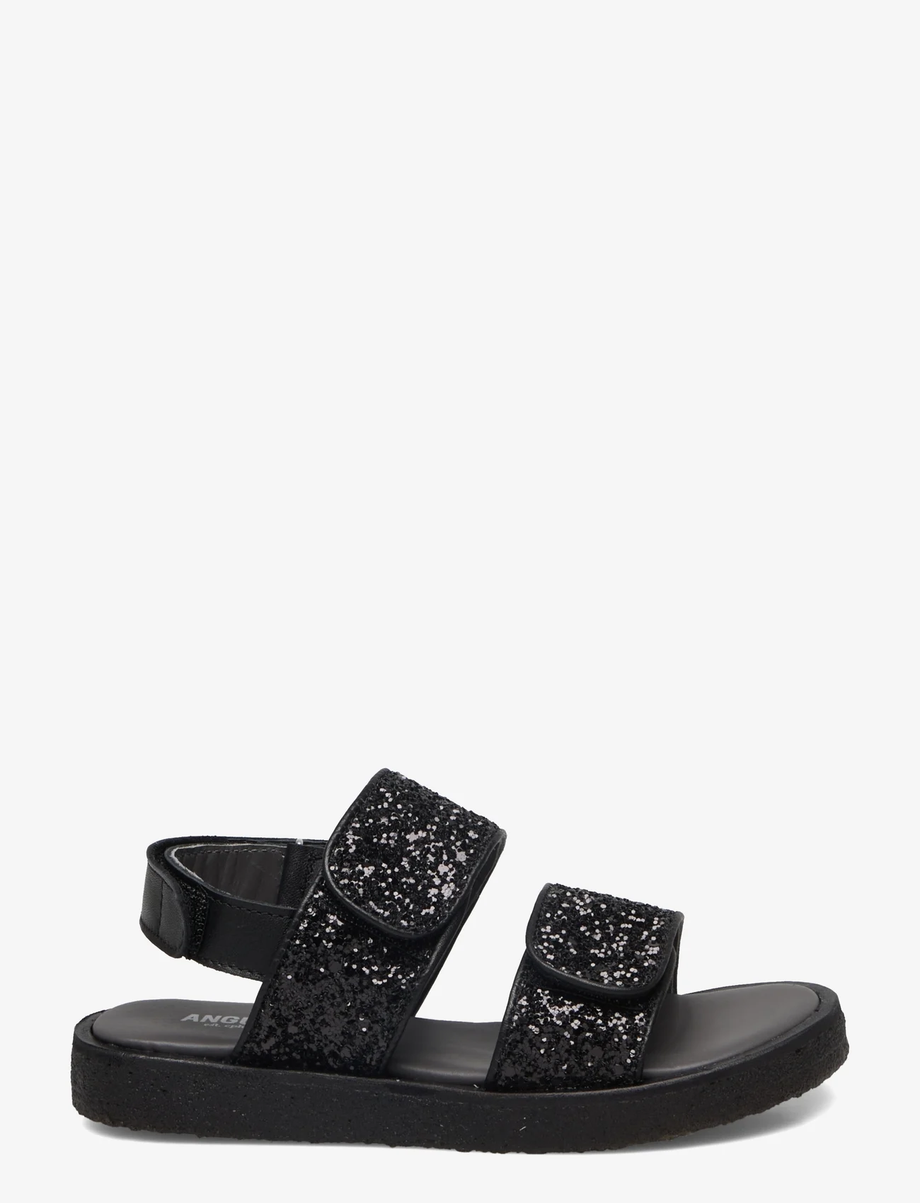 ANGULUS - Sandals - flat - open toe - op - sommarfynd - 1604/2486 black/black glitter - 1
