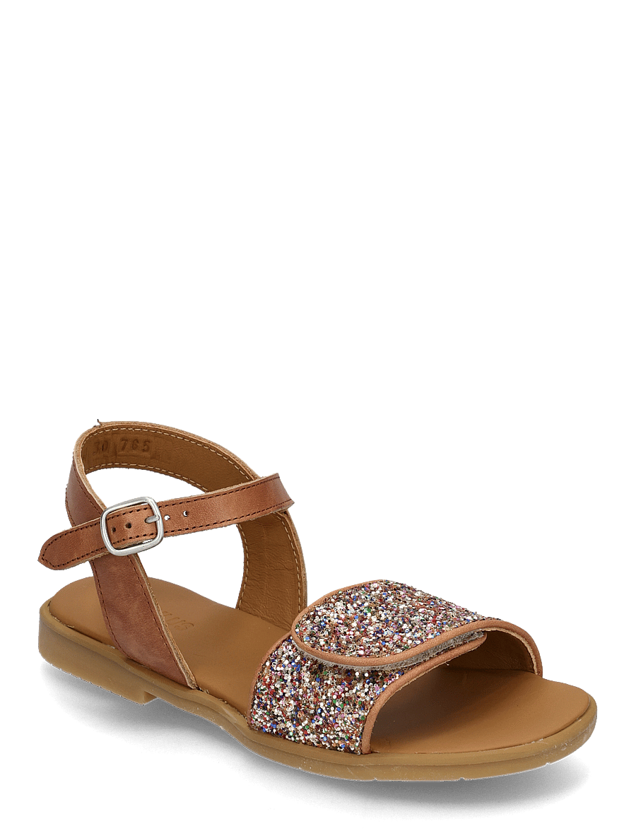 ANGULUS - Sandals - flat - open toe - op - sandalen - 1789/2488 tan/multi glitter - 0