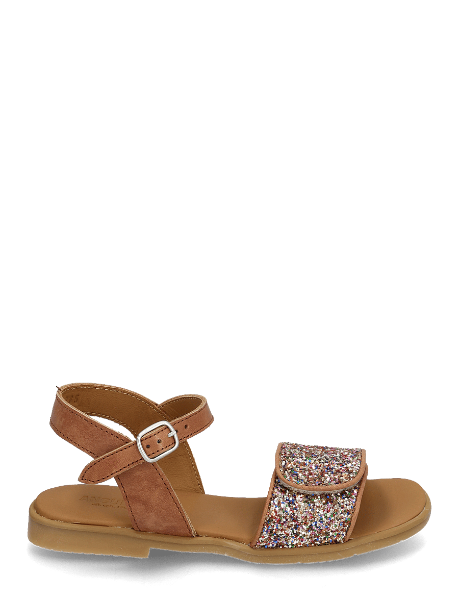 ANGULUS - Sandals - flat - open toe - op - sandalen - 1789/2488 tan/multi glitter - 1