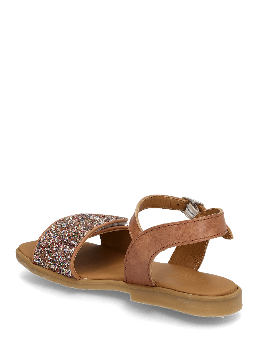 ANGULUS - Sandals - flat - open toe - op - sandalen - 1789/2488 tan/multi glitter - 2
