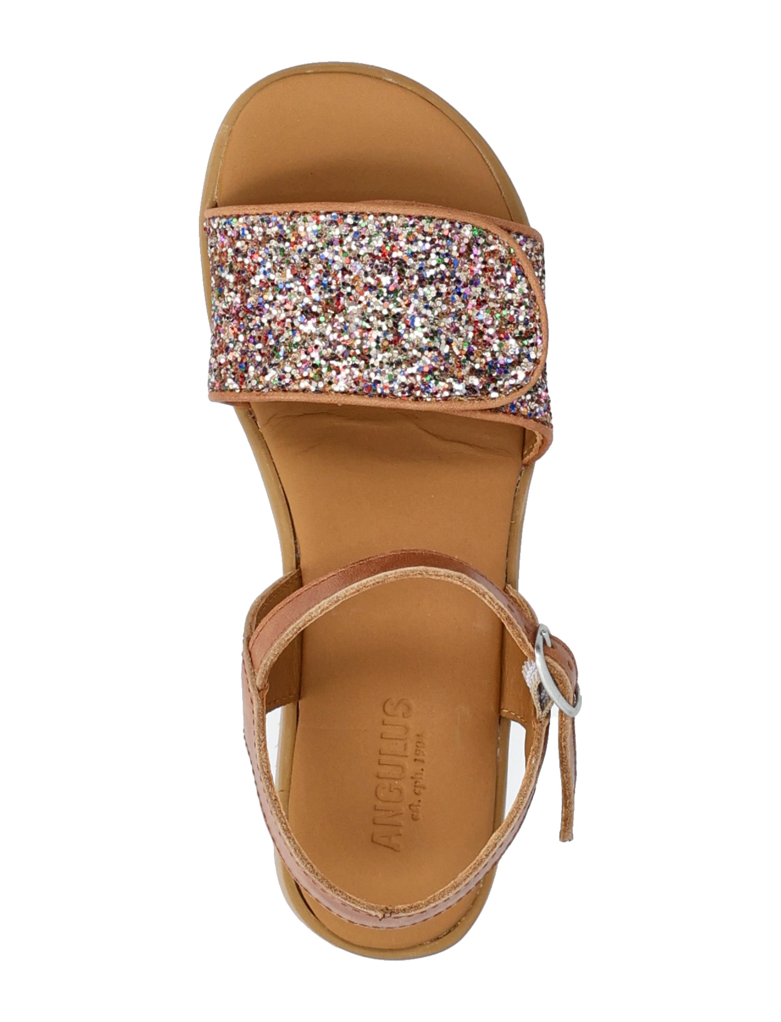 ANGULUS - Sandals - flat  - open toe - op - 1789/2488 tan/multi glitter - 3