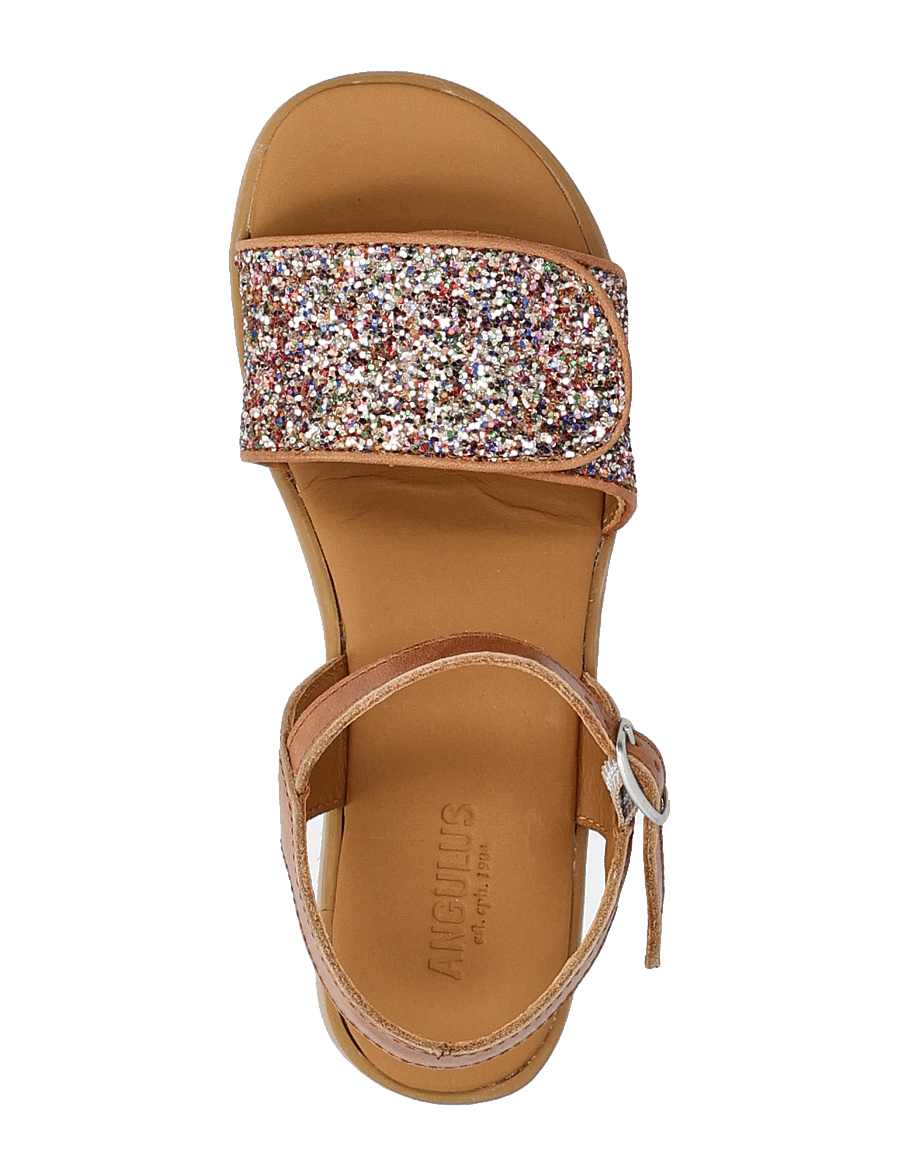 ANGULUS - Sandals - flat - open toe - op - sandalen - 1789/2488 tan/multi glitter - 3