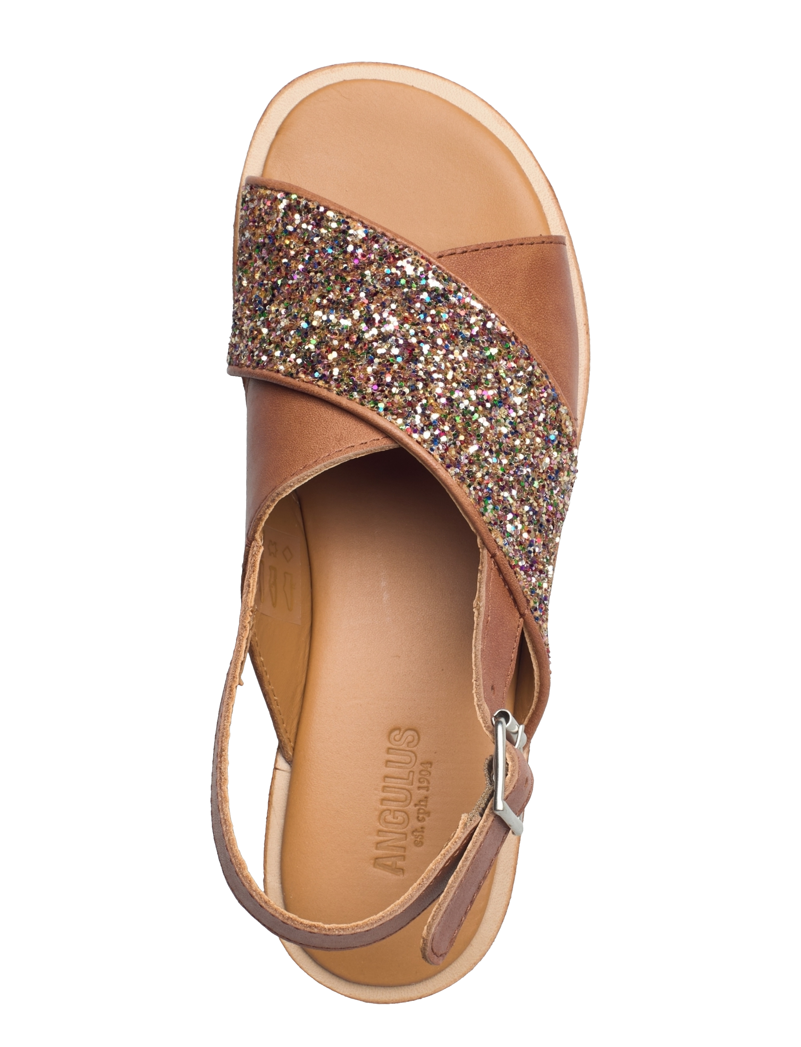 ANGULUS - Sandals - flat  - open toe - op - sommerschnäppchen - 1789/2488 tan/multi glitter - 3