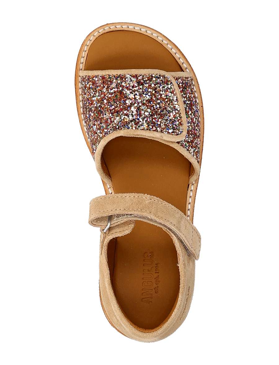 ANGULUS - Sandals - flat - open toe - clo - skor - 2488/1149 multi glitter/sand - 3