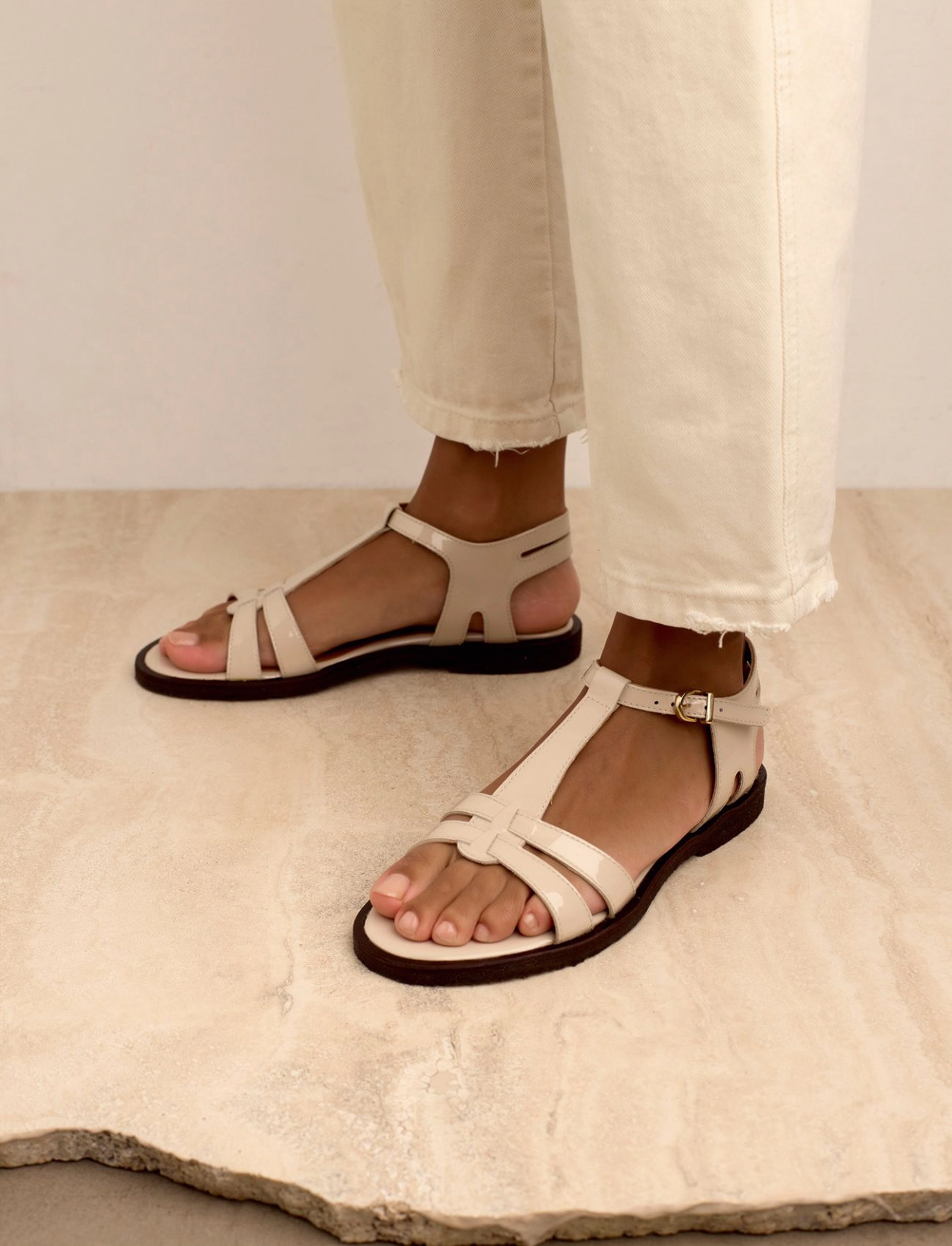 ANGULUS - Sandals - flat - gladiator sandals - 2807 beige - 0