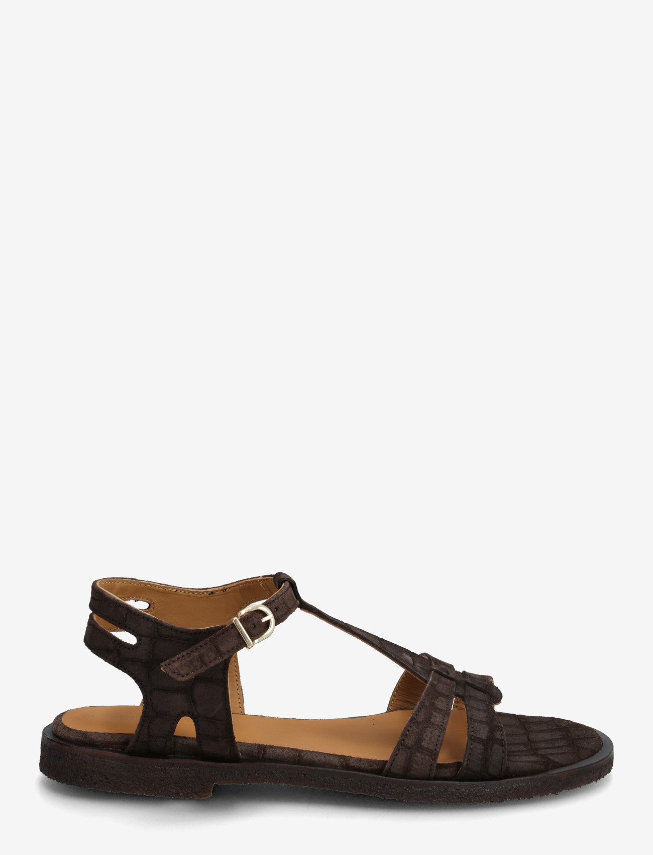 ANGULUS - Sandals - flat - gladiator sandals - 4640 dark brown croco - 1