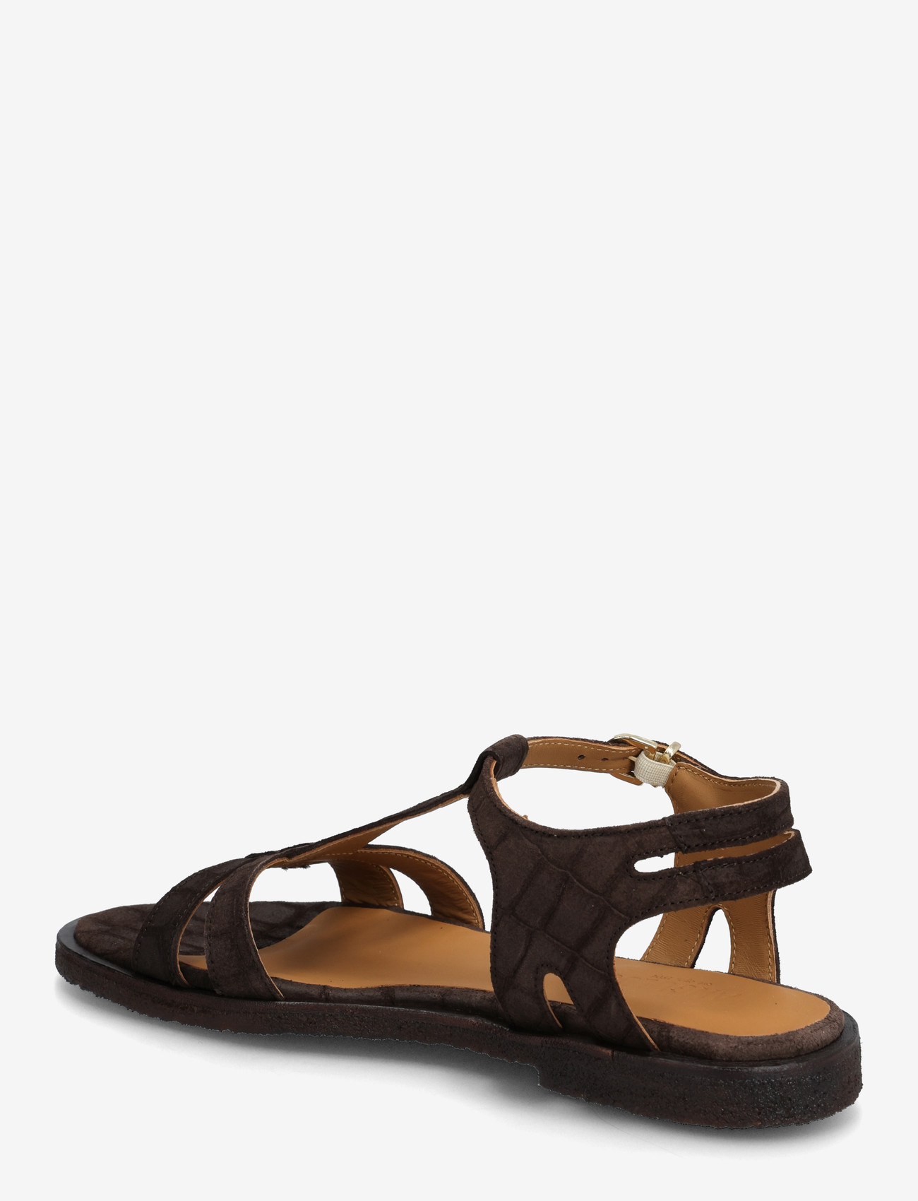 ANGULUS - Sandals - flat - gladiator sandals - 4640 dark brown croco - 2
