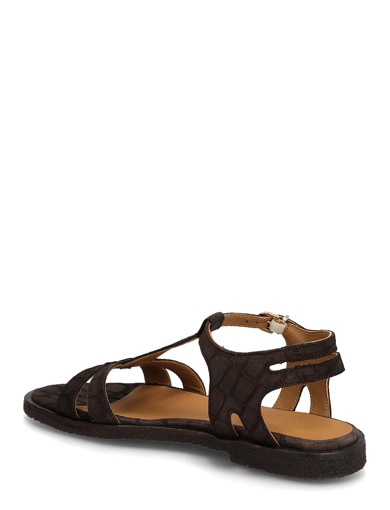 ANGULUS - Sandals - flat - gladiator sandals - 4640 dark brown croco - 2