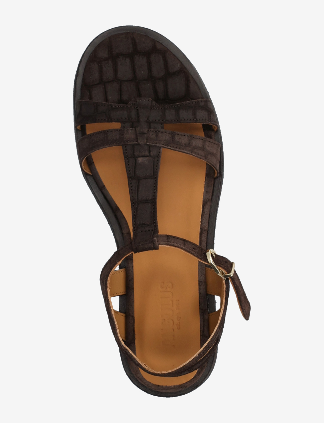 ANGULUS - Sandals - flat - gladiator sandals - 4640 dark brown croco - 3