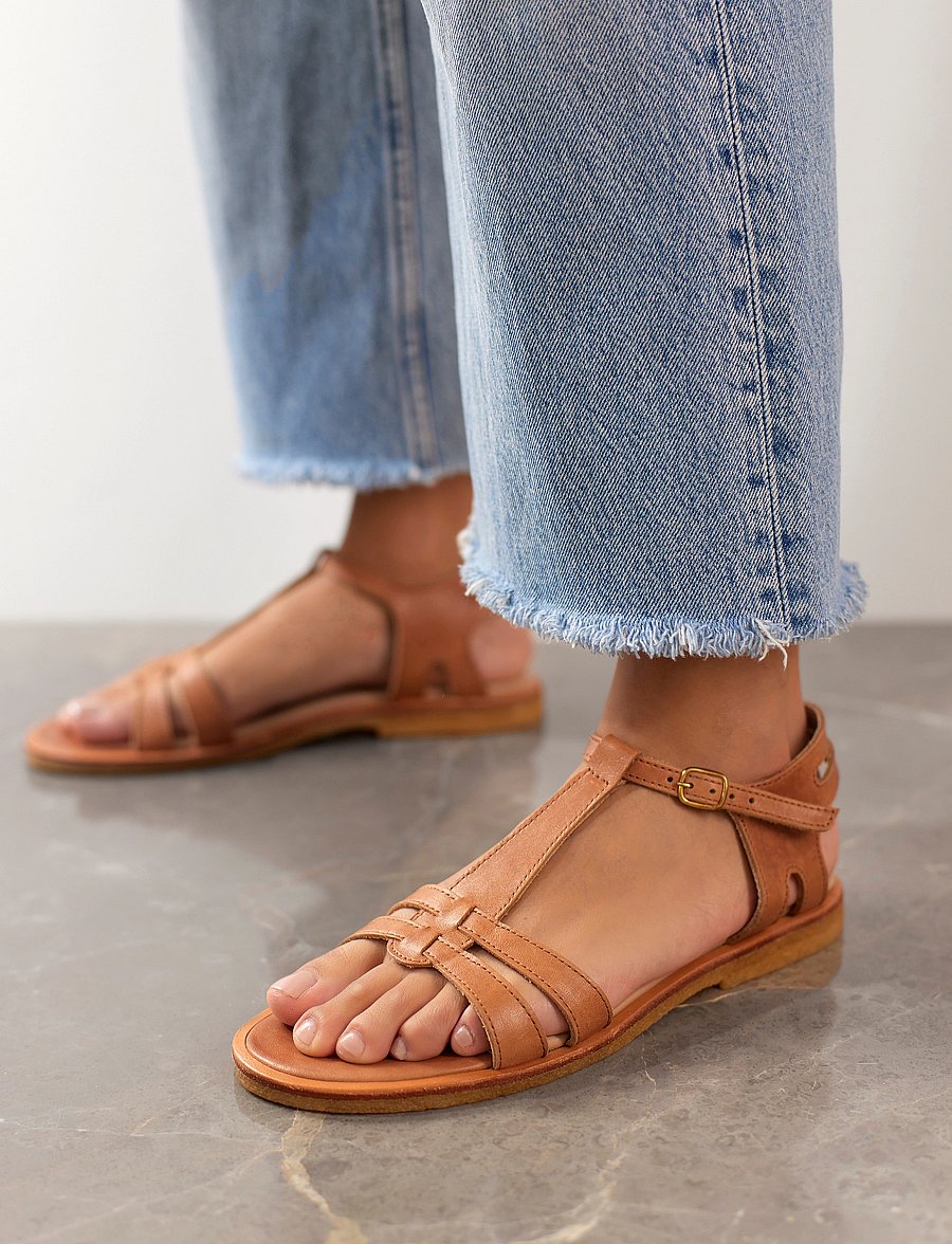 ANGULUS - Sandals - flat - kontsata sandaalid - 1789 tan - 0