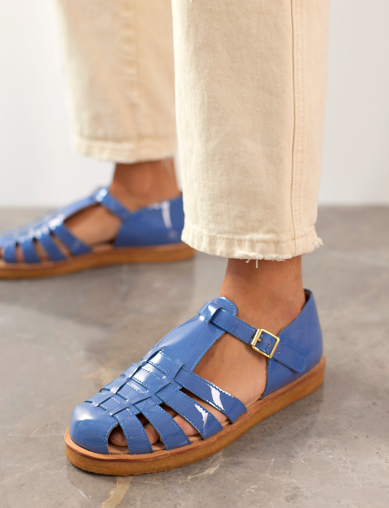 ANGULUS - Sandals - flat - closed toe - op - płaskie sandały - 2806 dusty blue - 0