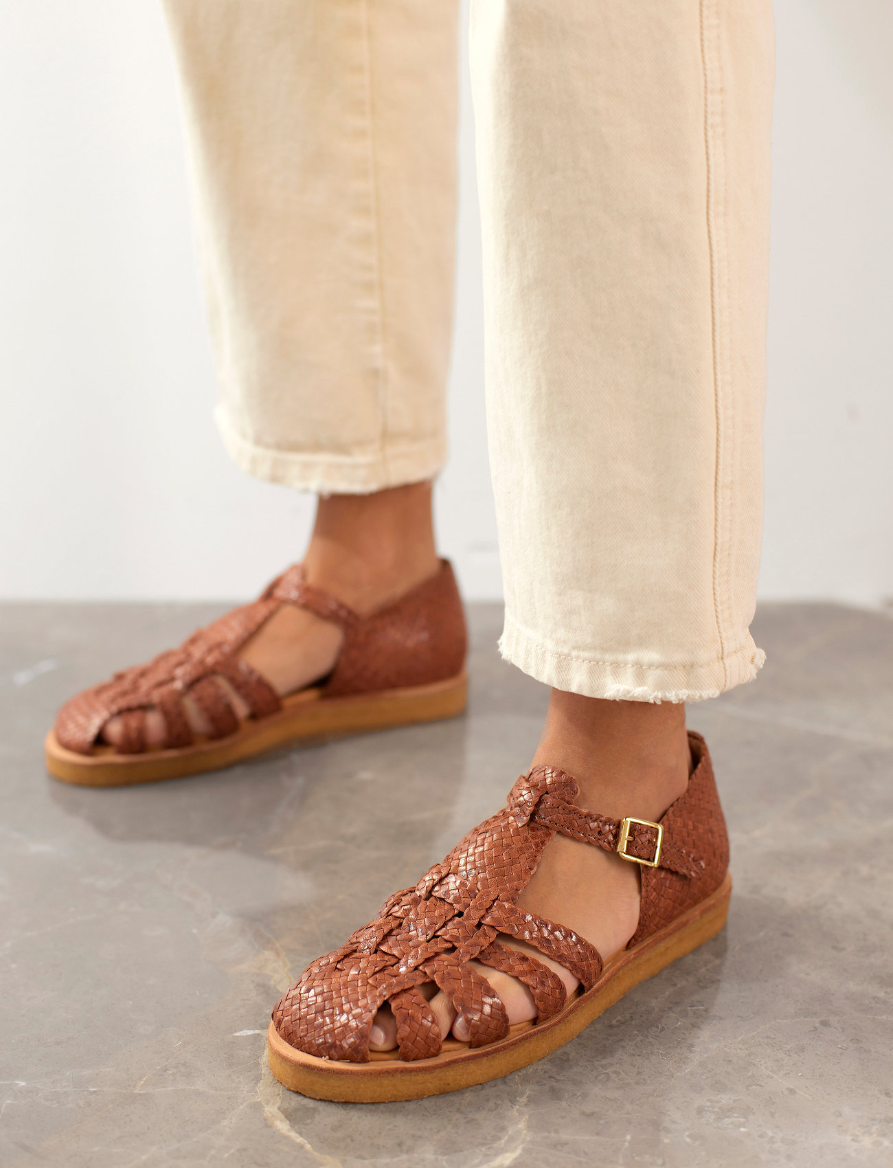 ANGULUS - Sandals - flat - closed toe - op - płaskie sandały - 2855 terracotta braid - 0