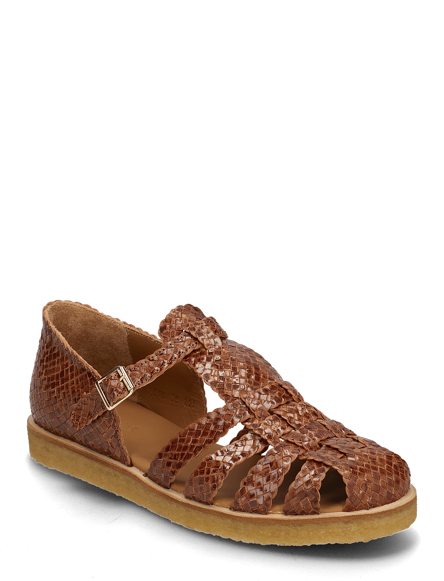 ANGULUS - Sandals - flat - closed toe - platta sandaler - 3614 tan braid - 1
