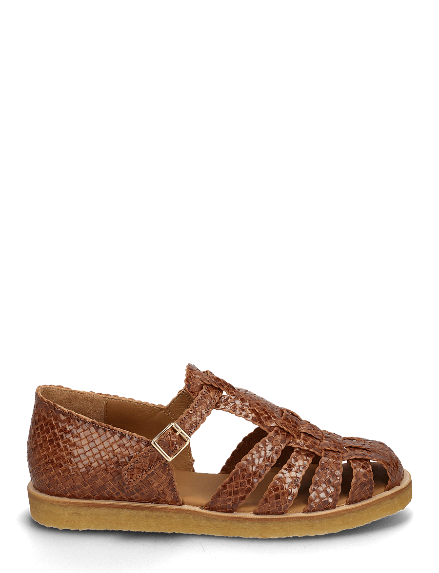 ANGULUS - Sandals - flat - closed toe - platta sandaler - 3614 tan braid - 2
