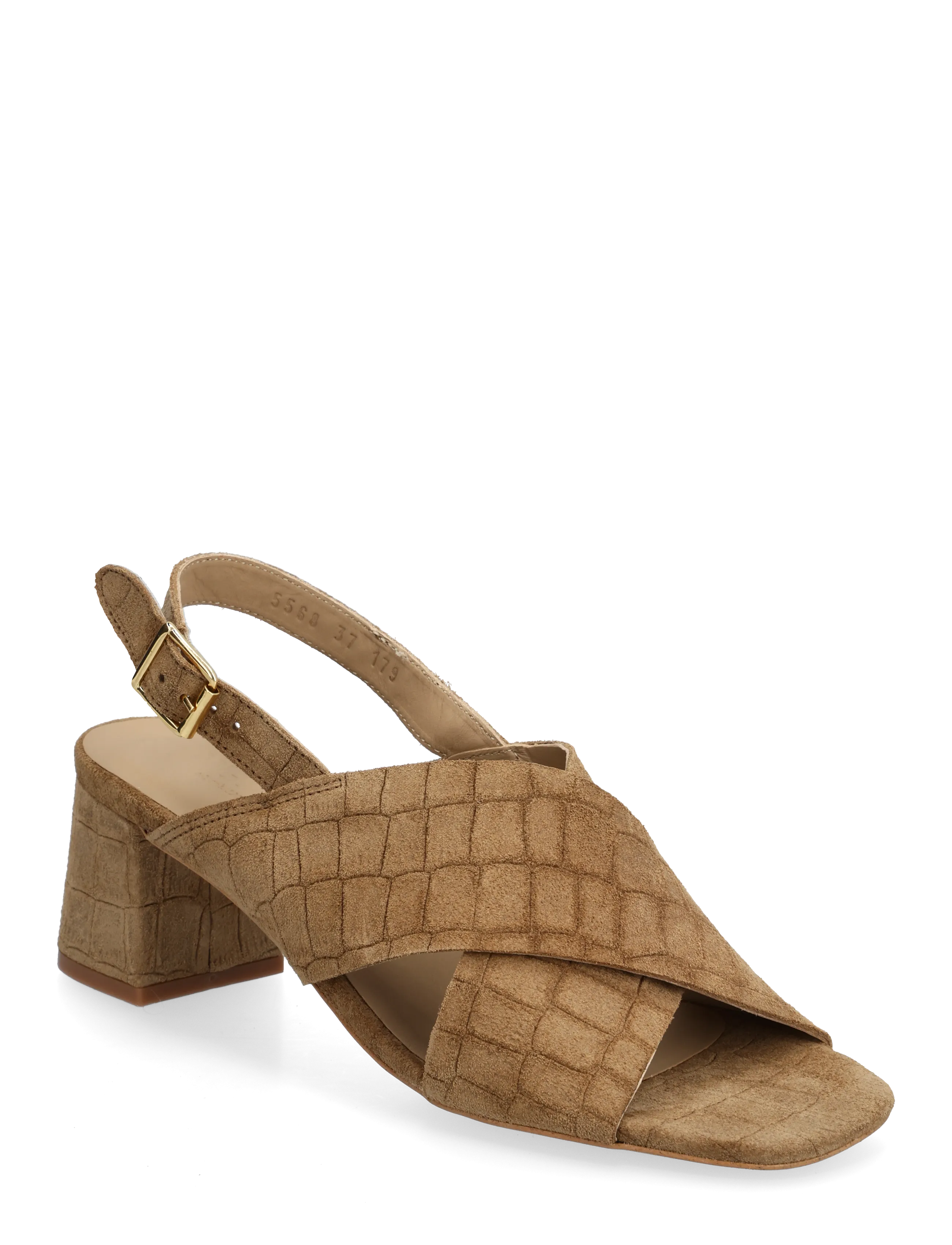 ANGULUS Sandals - Block heels - Sandaler - 4639 DESSERT CROCO / brown