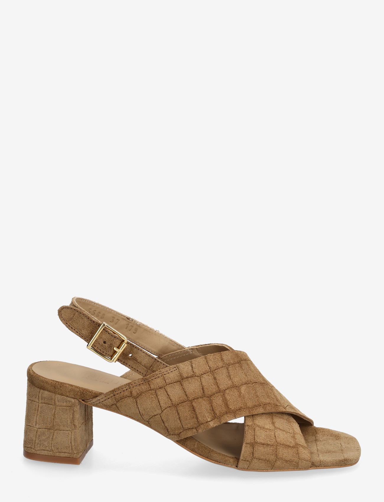 ANGULUS - Sandals - Block heels - lahtised kontsakingad - 4639 dessert croco - 1