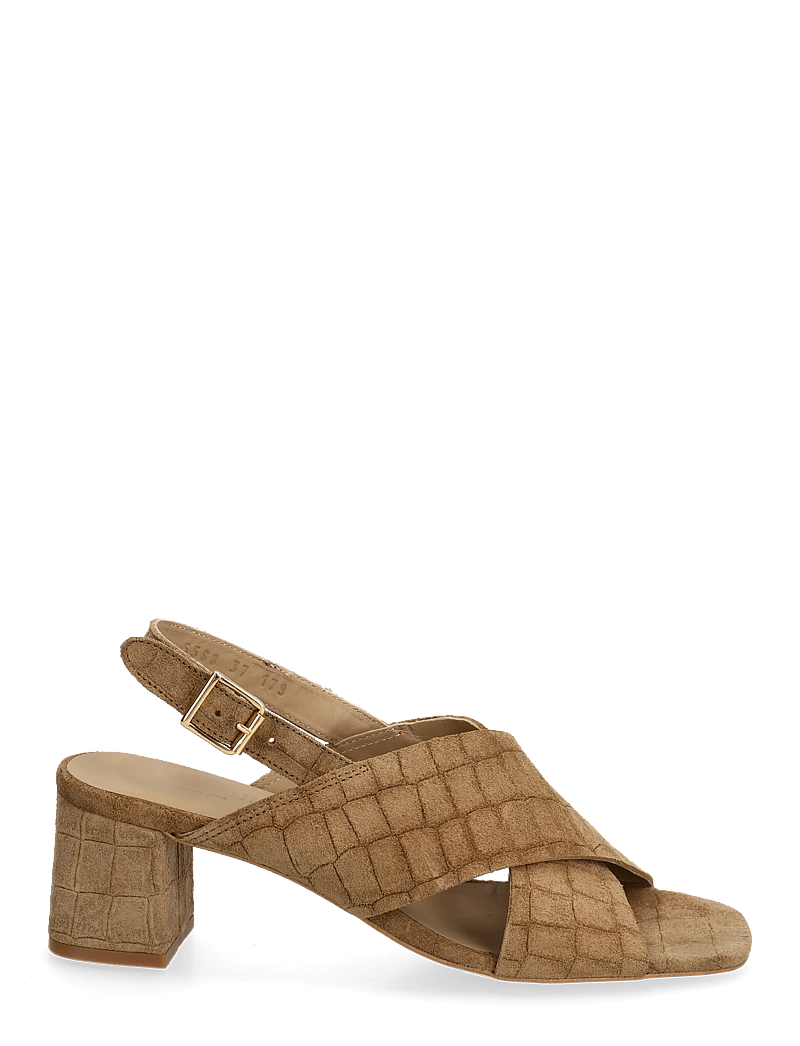 ANGULUS - Sandals - Block heels - lahtised kontsakingad - 4639 dessert croco - 1