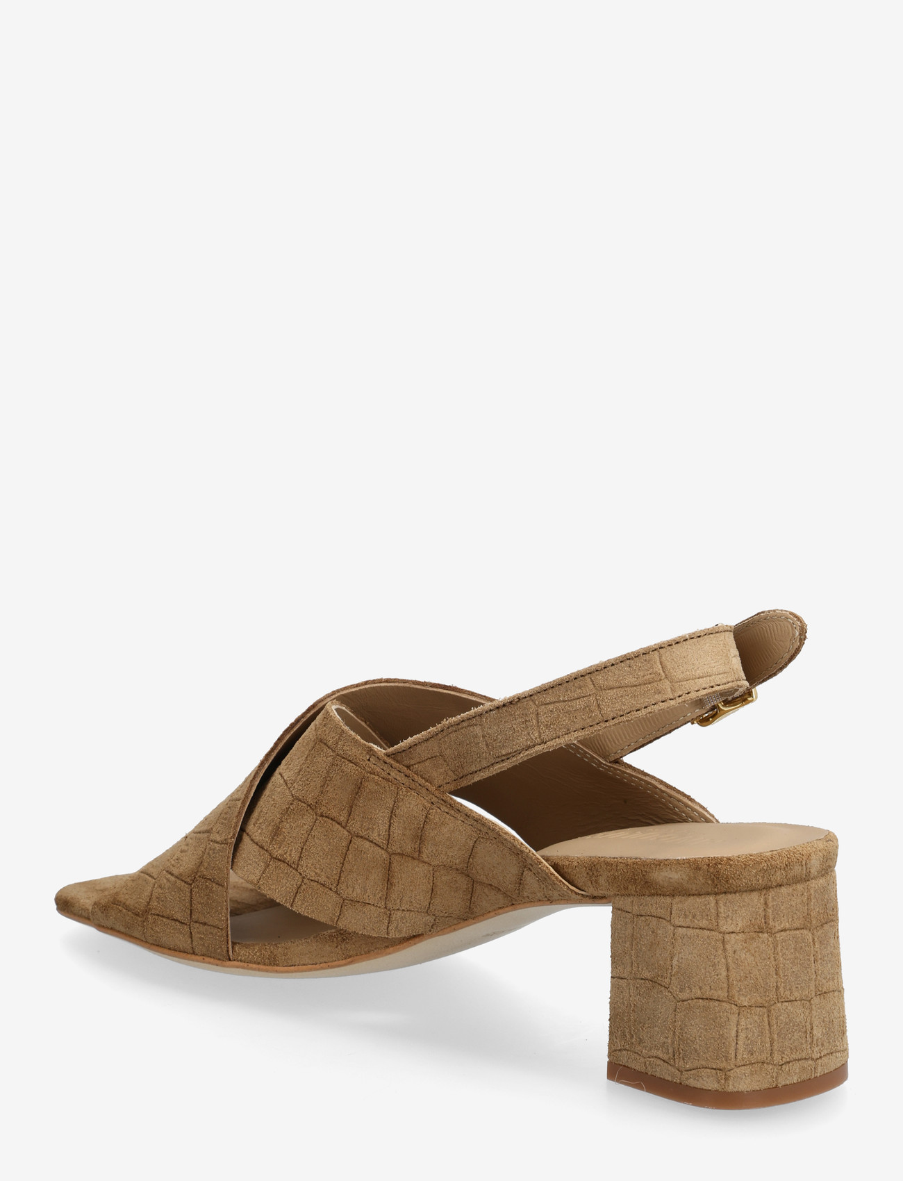 ANGULUS - Sandals - Block heels - lahtised kontsakingad - 4639 dessert croco - 2