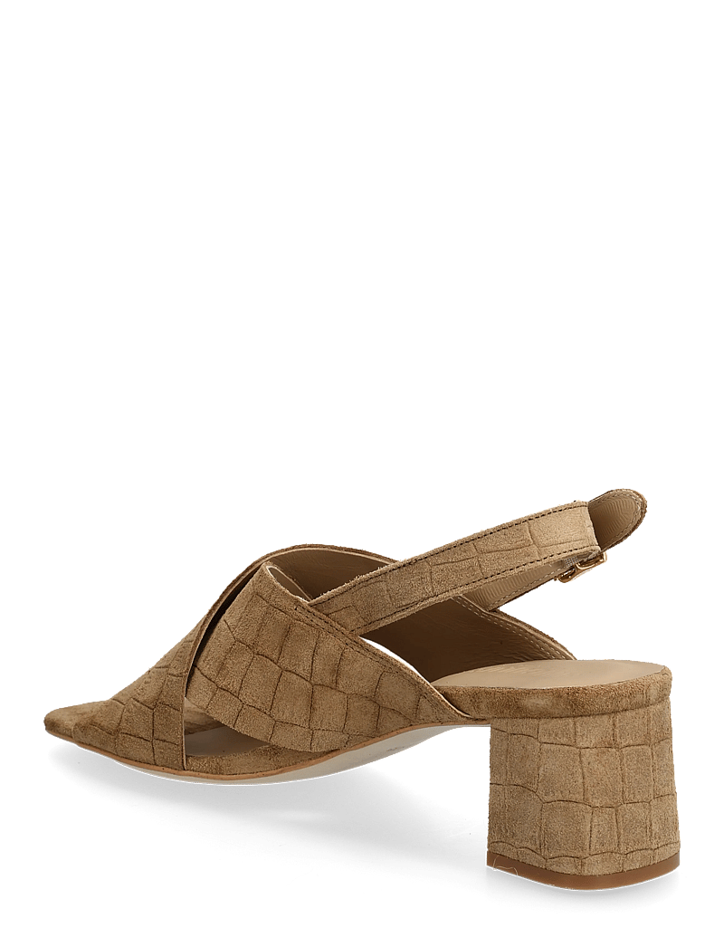 ANGULUS - Sandals - Block heels - lahtised kontsakingad - 4639 dessert croco - 2