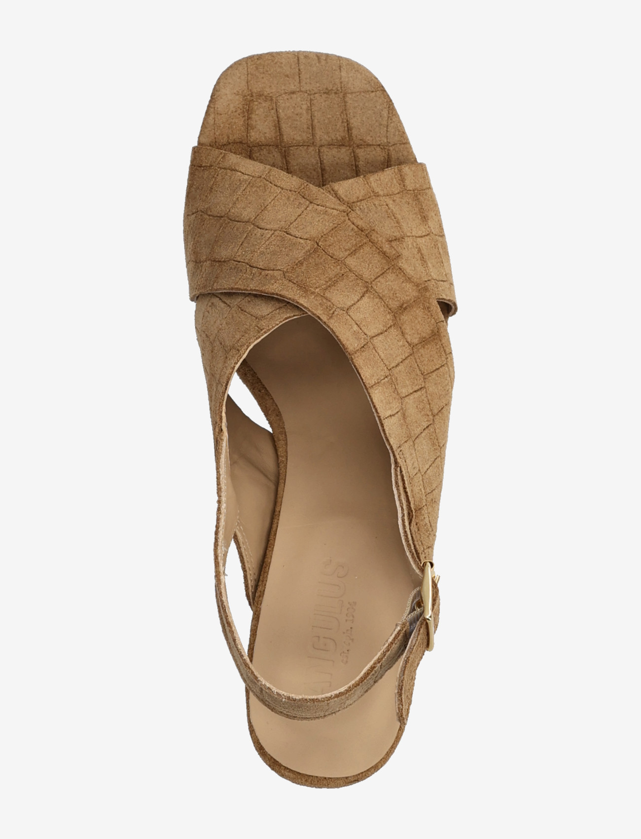 ANGULUS - Sandals - Block heels - lahtised kontsakingad - 4639 dessert croco - 3