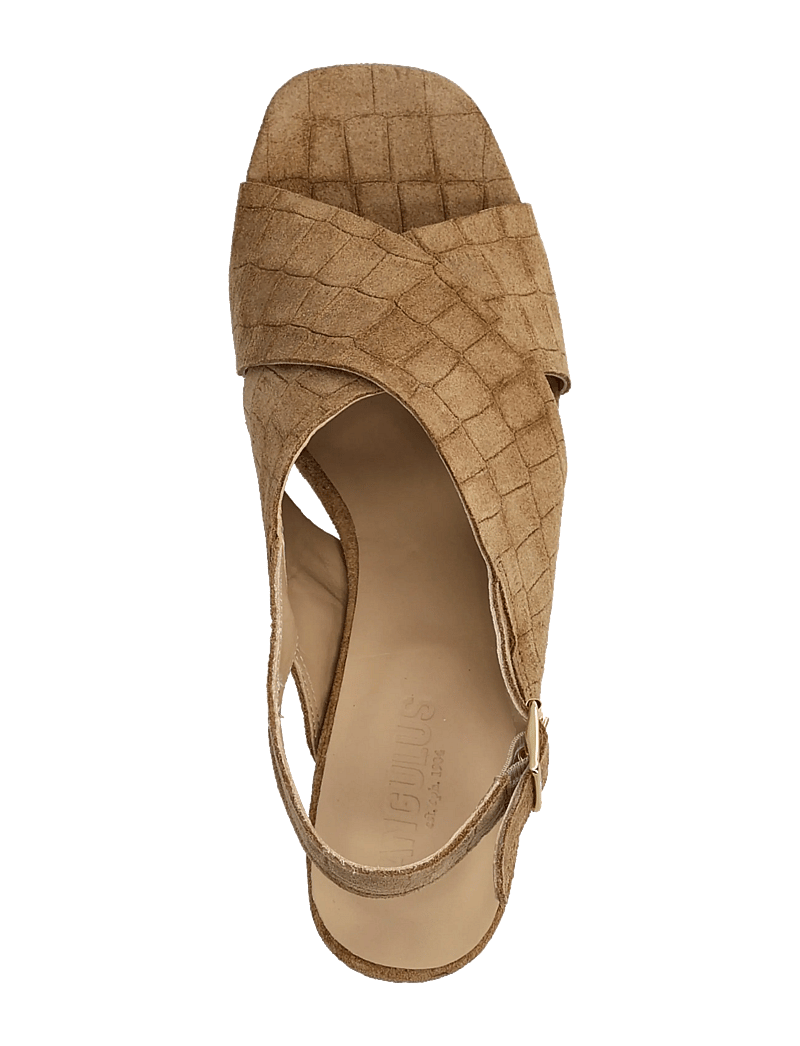 ANGULUS - Sandals - Block heels - lahtised kontsakingad - 4639 dessert croco - 3
