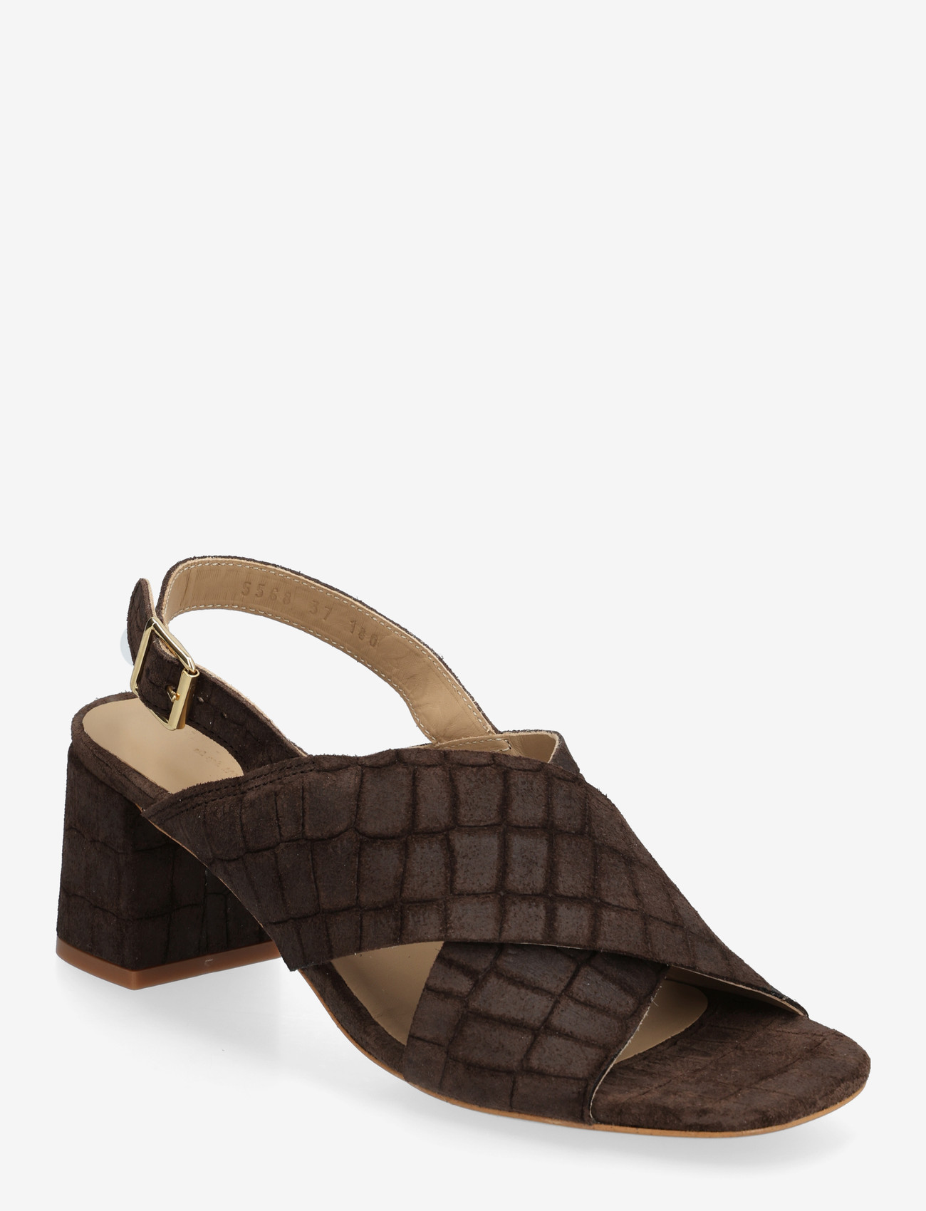 ANGULUS - Sandals - Block heels - sandaletter - 4640 dark brown croco - 0