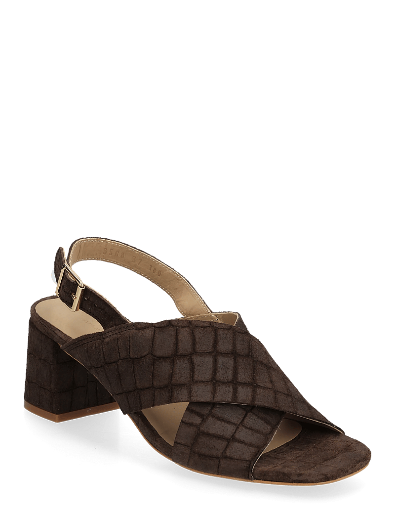 ANGULUS - Sandals - Block heels - sandaletter - 4640 dark brown croco - 0