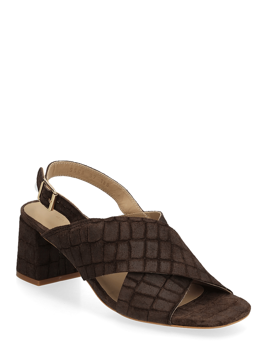 ANGULUS - Sandals - Block heels - heeled sandals - 4640 dark brown croco - 0