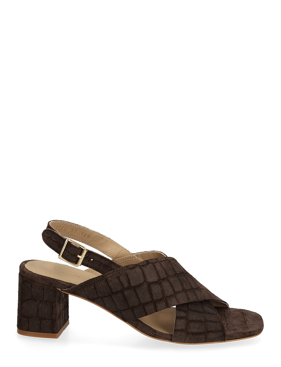 ANGULUS - Sandals - Block heels - heeled sandals - 4640 dark brown croco - 1
