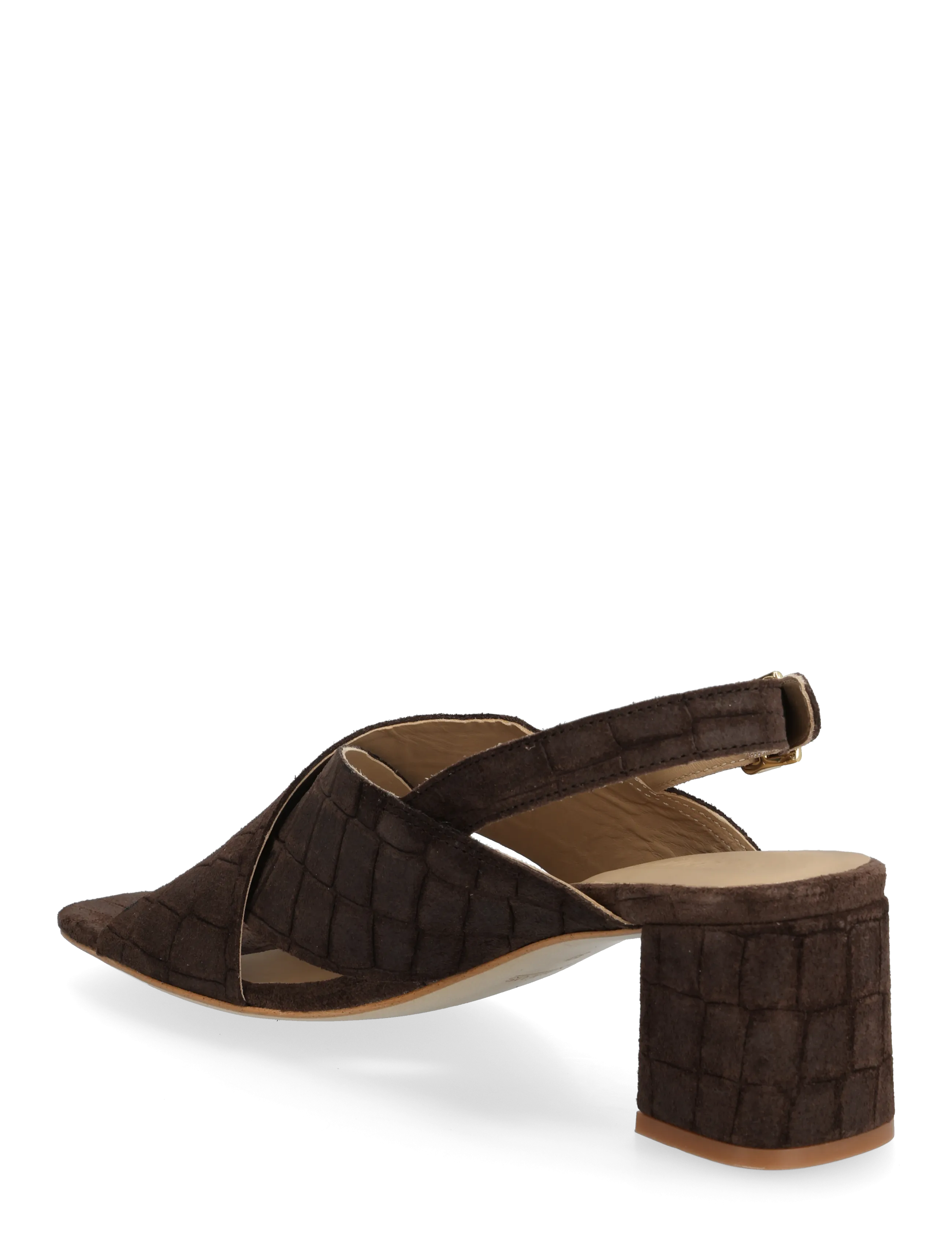 ANGULUS - Sandals - Block heels - heeled sandals - 4640 dark brown croco - 2