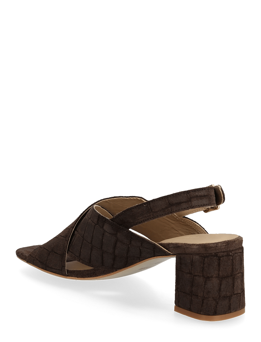 ANGULUS - Sandals - Block heels - heeled sandals - 4640 dark brown croco - 2