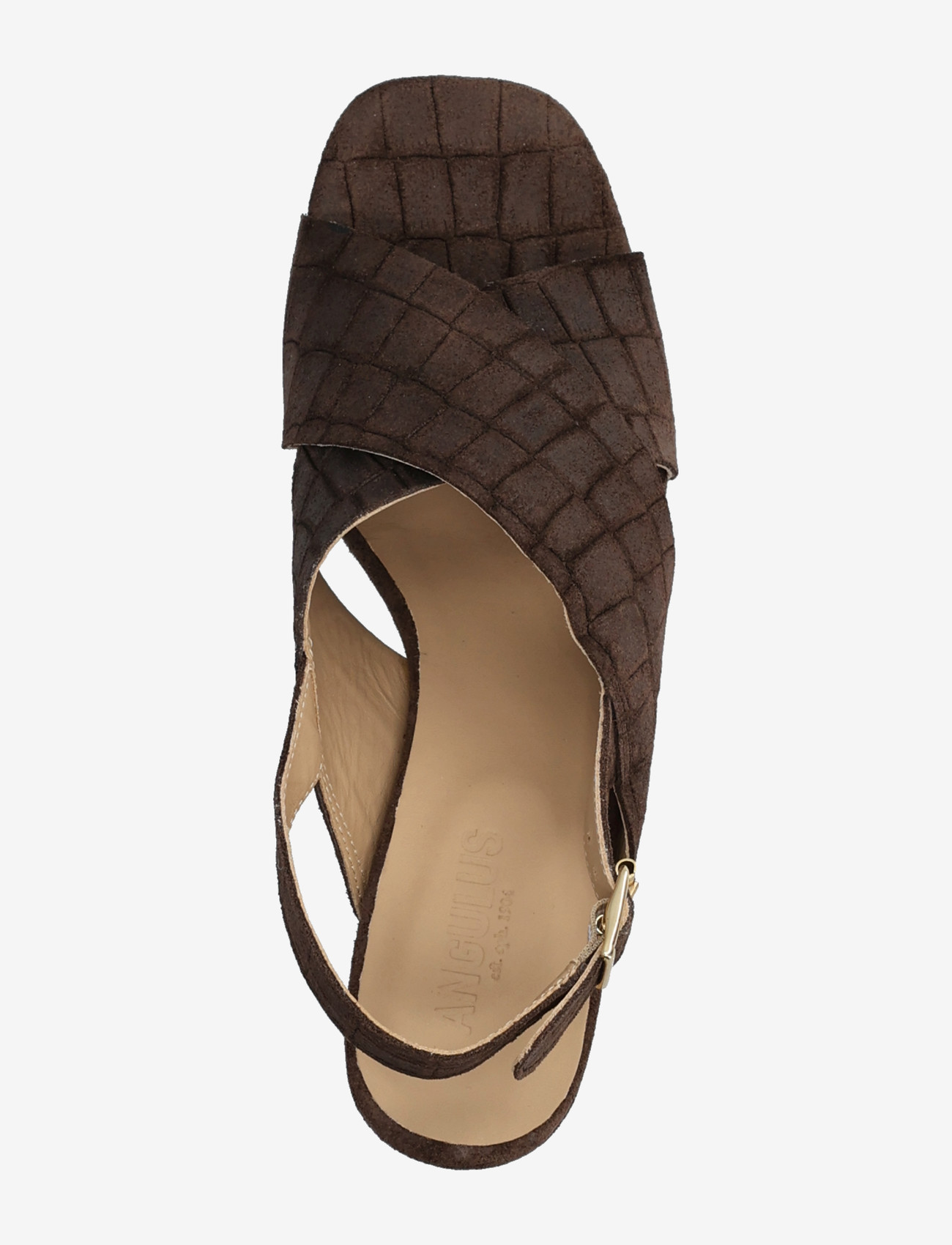 ANGULUS - Sandals - Block heels - sandaletter - 4640 dark brown croco - 3