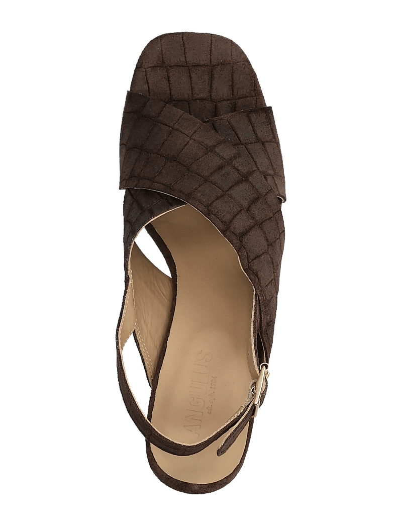 ANGULUS - Sandals - Block heels - sandaletter - 4640 dark brown croco - 3