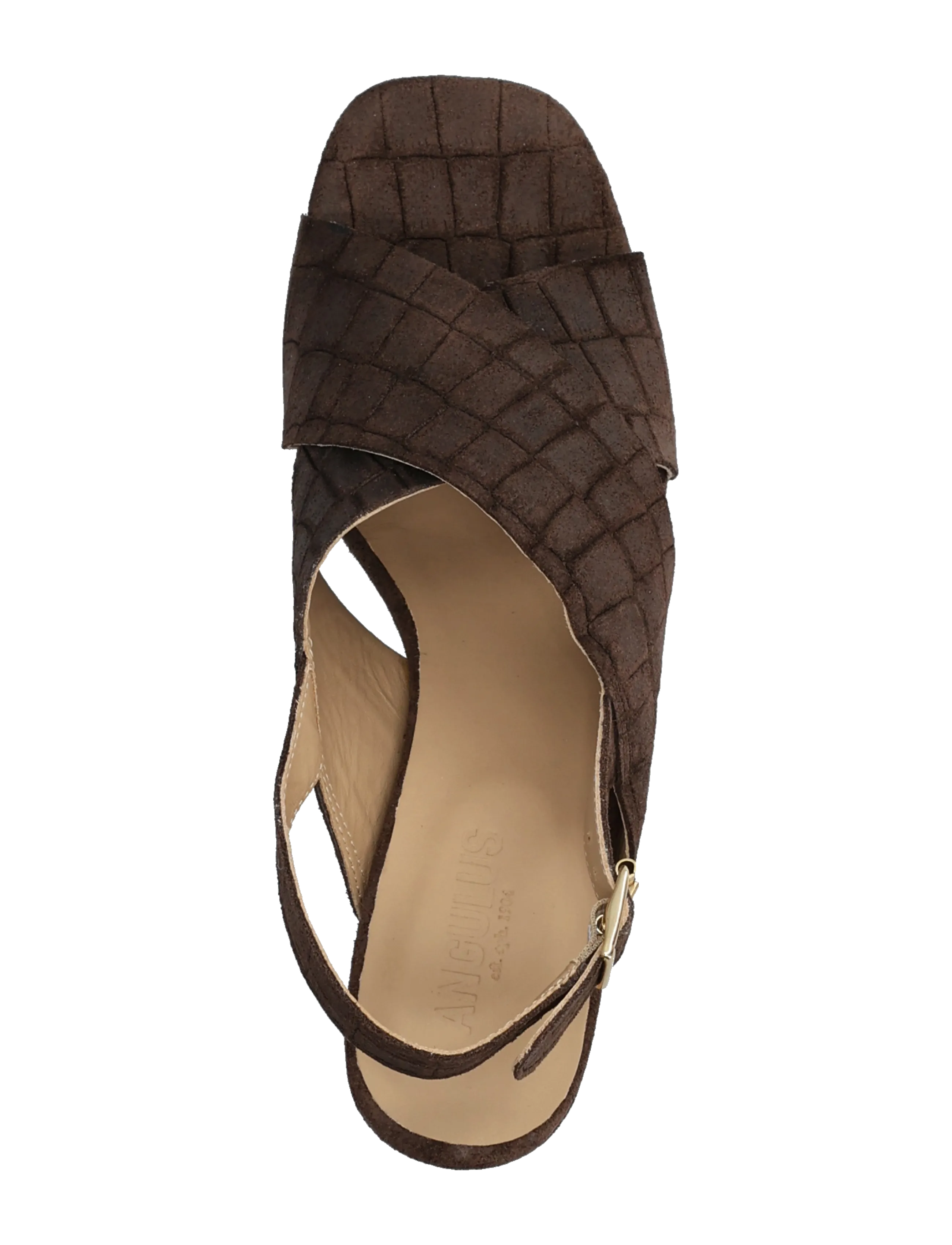 ANGULUS - Sandals - Block heels - heeled sandals - 4640 dark brown croco - 3