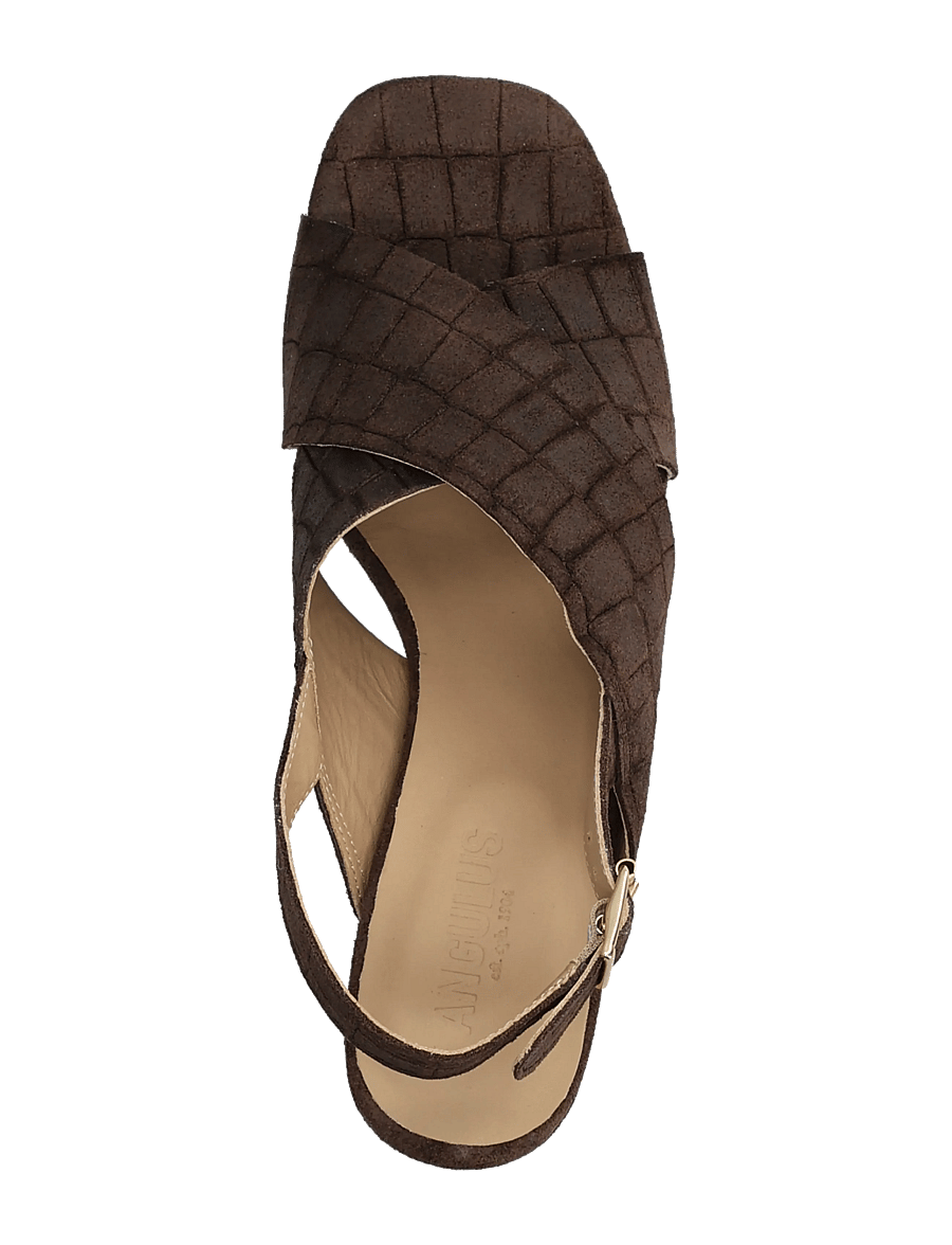 ANGULUS - Sandals - Block heels - heeled sandals - 4640 dark brown croco - 3